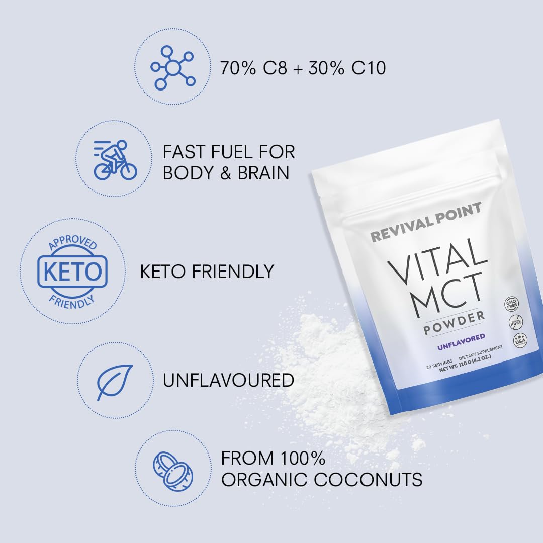 Revival Point MCT Oil Powder Creamer with Keto Electrolytes, 20