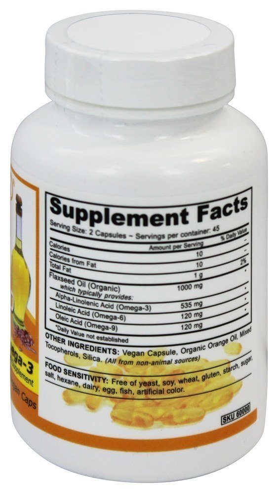 Xllent Vegan Flaxseed Oil Capsules, 90 Count