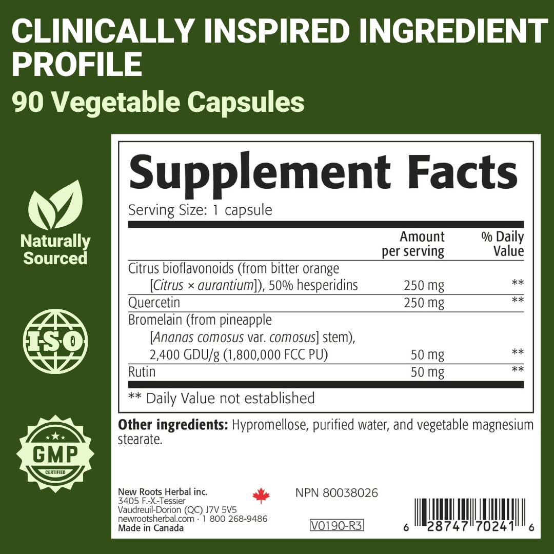 NEW ROOTS HERBAL Quercetin with Bromelain Capsules, 90 Capsules