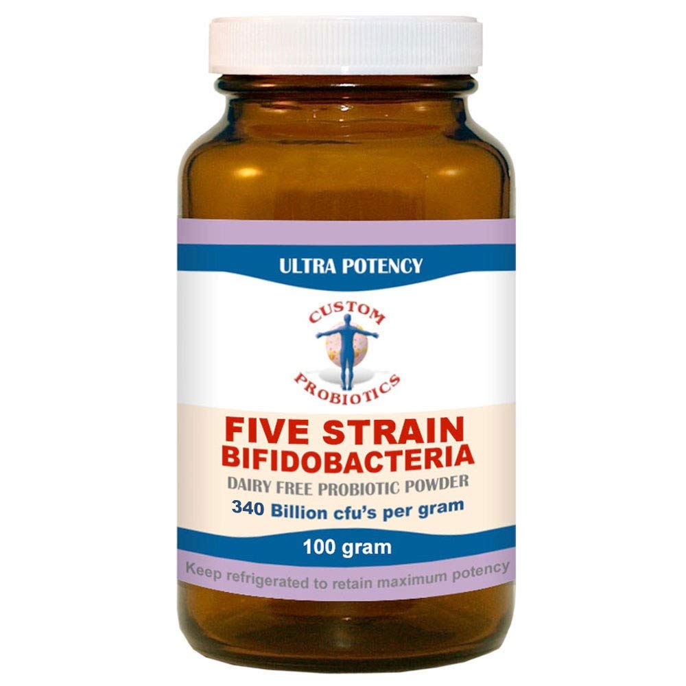Custom Probiotics Five Strain Bifidobacteria Probiotic Powder 3.5 Ounce