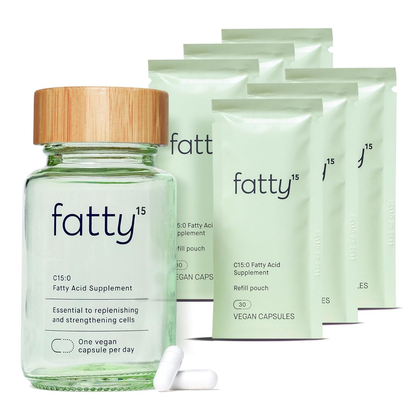 Fatty15 C15:0 Pentadecanoic Acid Healthy Aging Supplement Capsules, 180 Count
