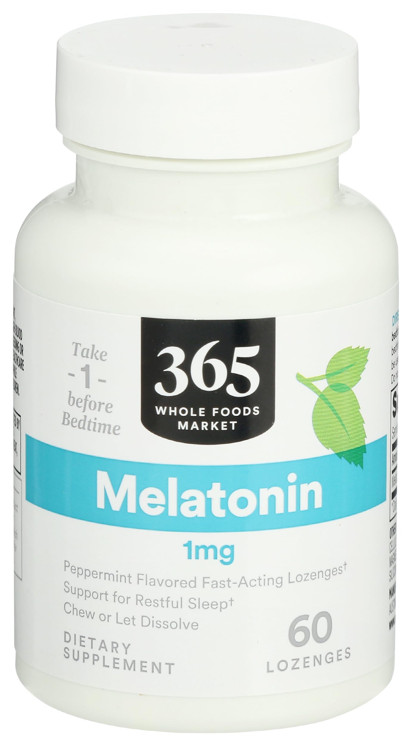 365 by Whole Foods Market Melatonin Lozenges 1mg Peppermint Flavor, 60 Count