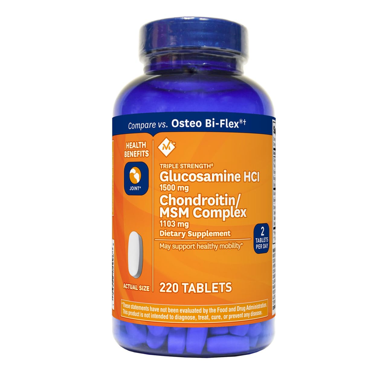 Member's Mark Triple Strength Glucosamine 1500mg & Chondroitin MSM 1288mg Tablets, 220 Count