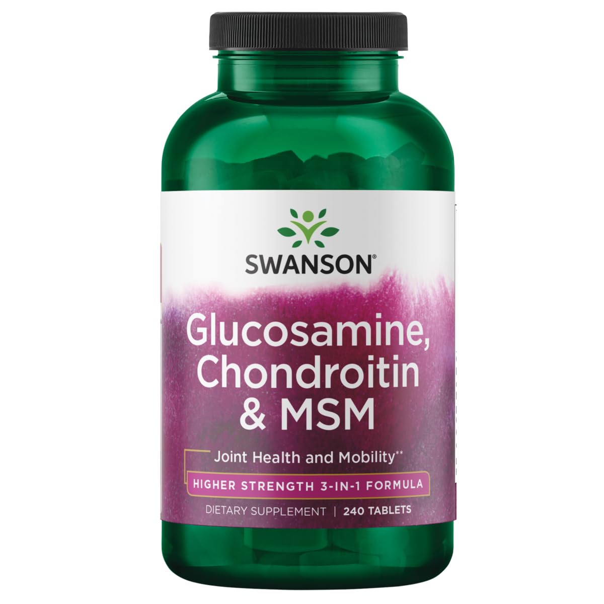 Swanson Glucosamine Chondroitin MSM 3-in-1 Formula Joint Mobility Flexibility Comfort Cartilage Connective Tissue Health Support Dietary Supplement 240 Tablets