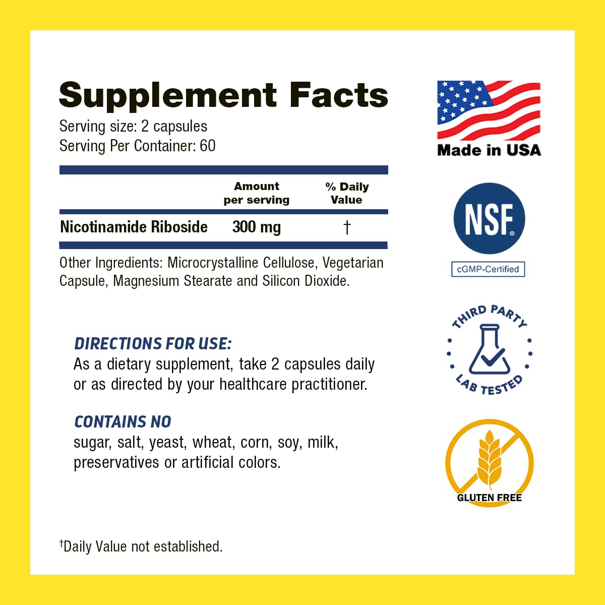 Dr’s Hope Nicotinamide Riboside NR Supplement 300mg Capsule, 120 Vegan Capsules