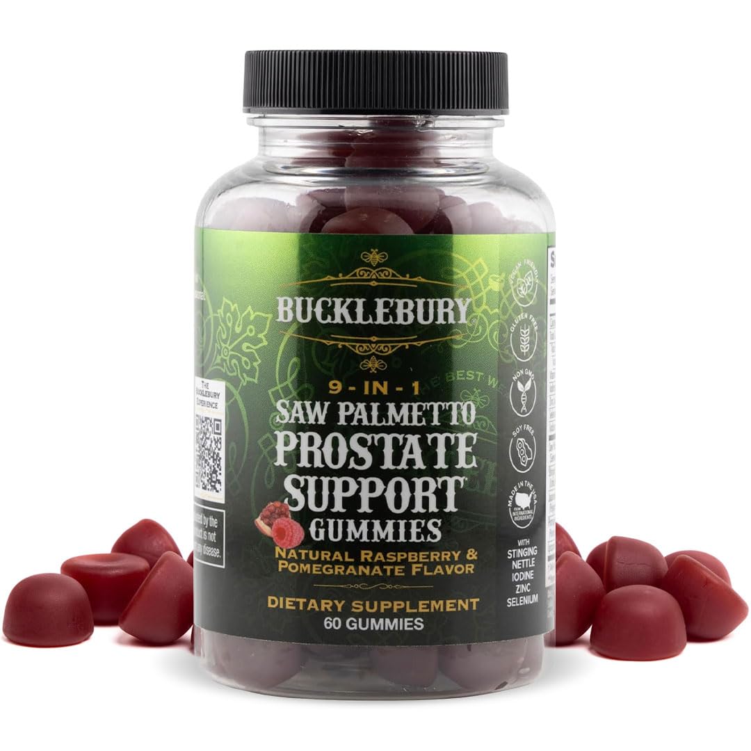 BUCKLEBURY 9-in-1 Natural Saw Palmetto Gummies, 60 Count