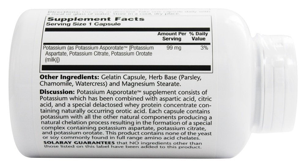 Solaray Potassium Asporotate 99 mg Capsule, 1 Count