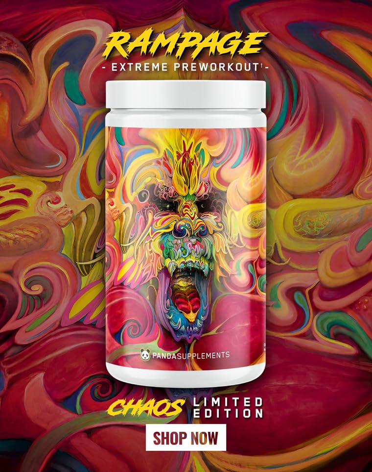 Underground Bio Labs Panda Supps Rampage Chaos Extreme Pre-Workout High Stim Maximum Pump Focus and Energy, Powder, 15.78 Ounce