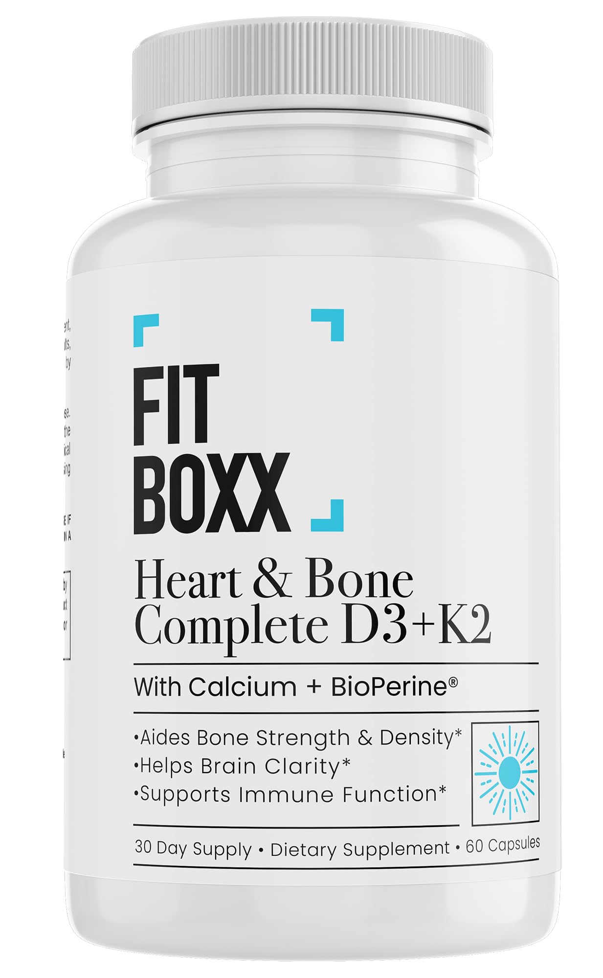 Fit Boxx Heart & Bone Complete Vitamin D3 5000 IU, K2 MK-7 & Calcium 60 Capsules