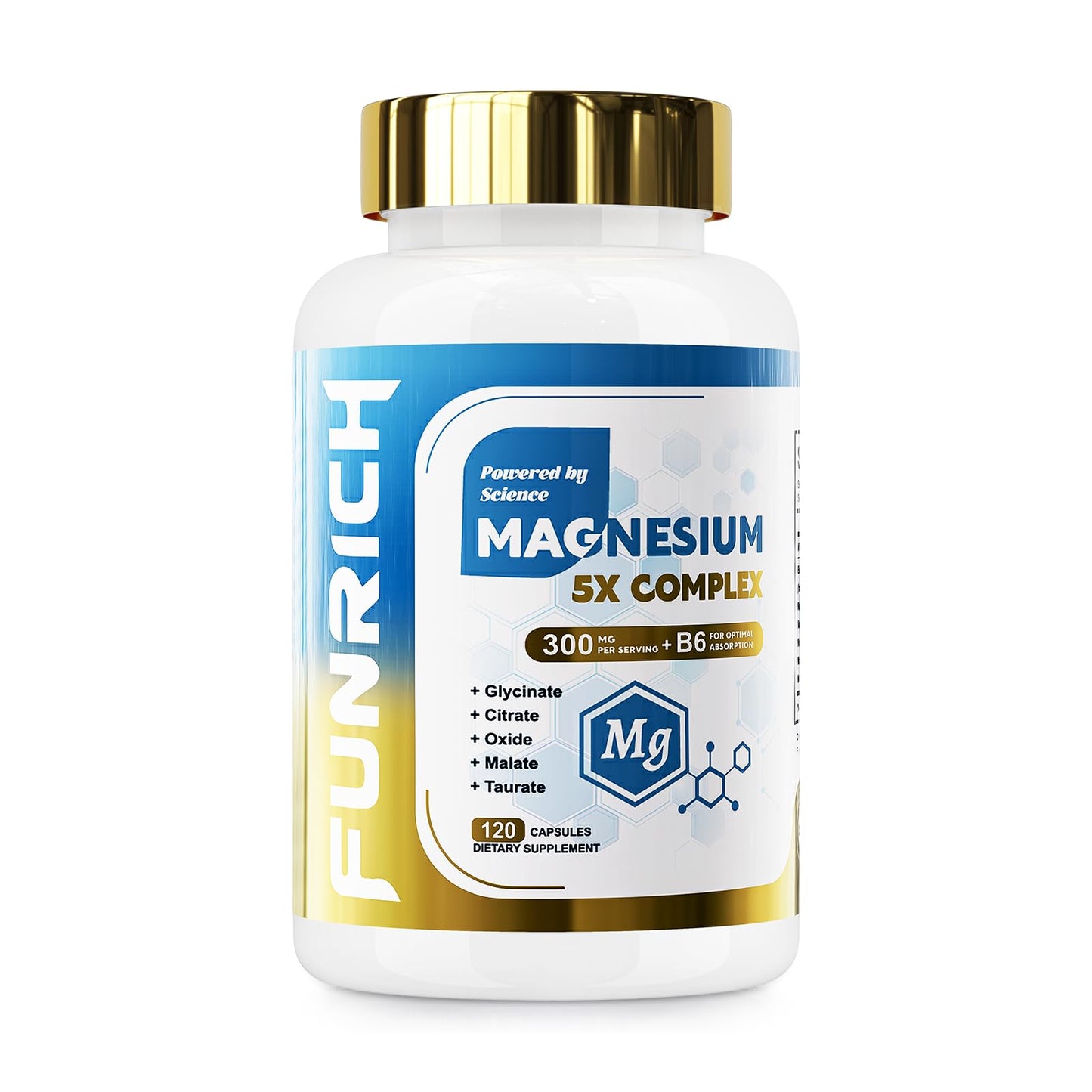 FUNRICH 5 in 1 Magnesium Complex with Vitamin B6 Capsule 120 Count