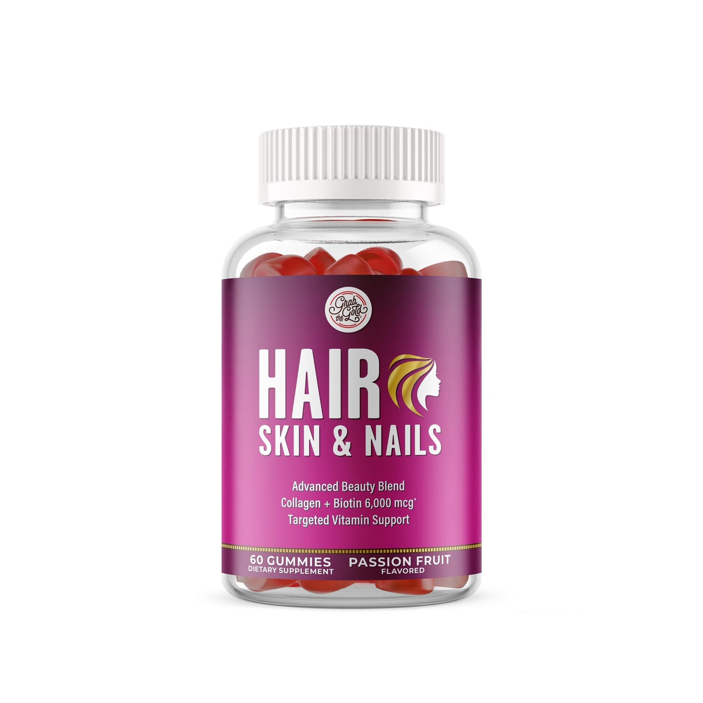 Grab The Gold Hair Skin & Nails Vitamins for Women Gummies 60 Count
