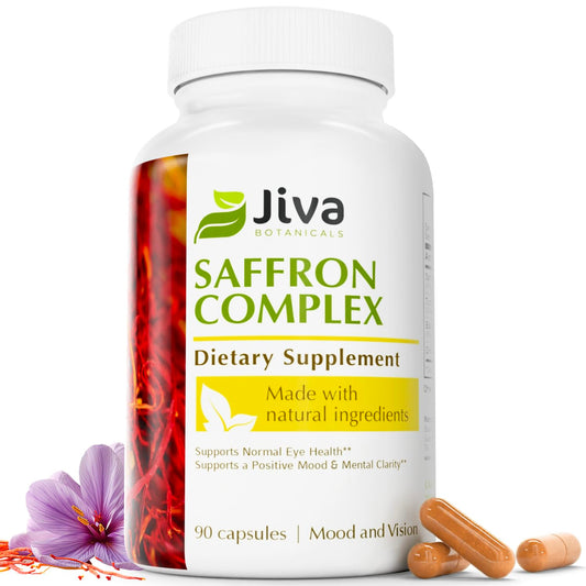 Jiva Botanicals Saffron Extract Capsules 88.5 mg with Turmeric & Black Pepper, Capsule, 90 Count