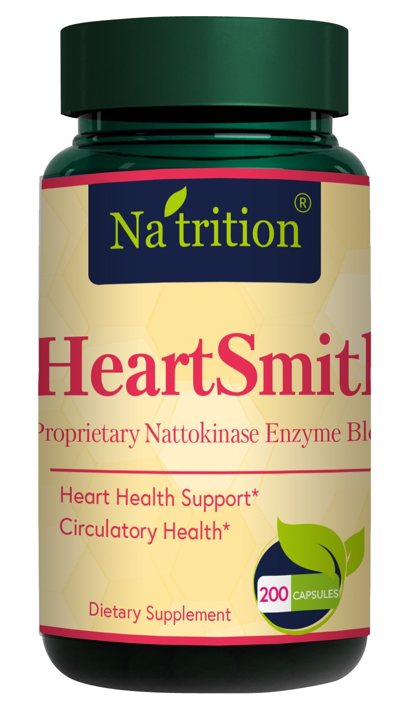 Na'trition HeartSmith Cardiovascular/Circulatory Health CoQ10 Heart Support Vitamins Nattokinase Enzyme Blend Capsules 200