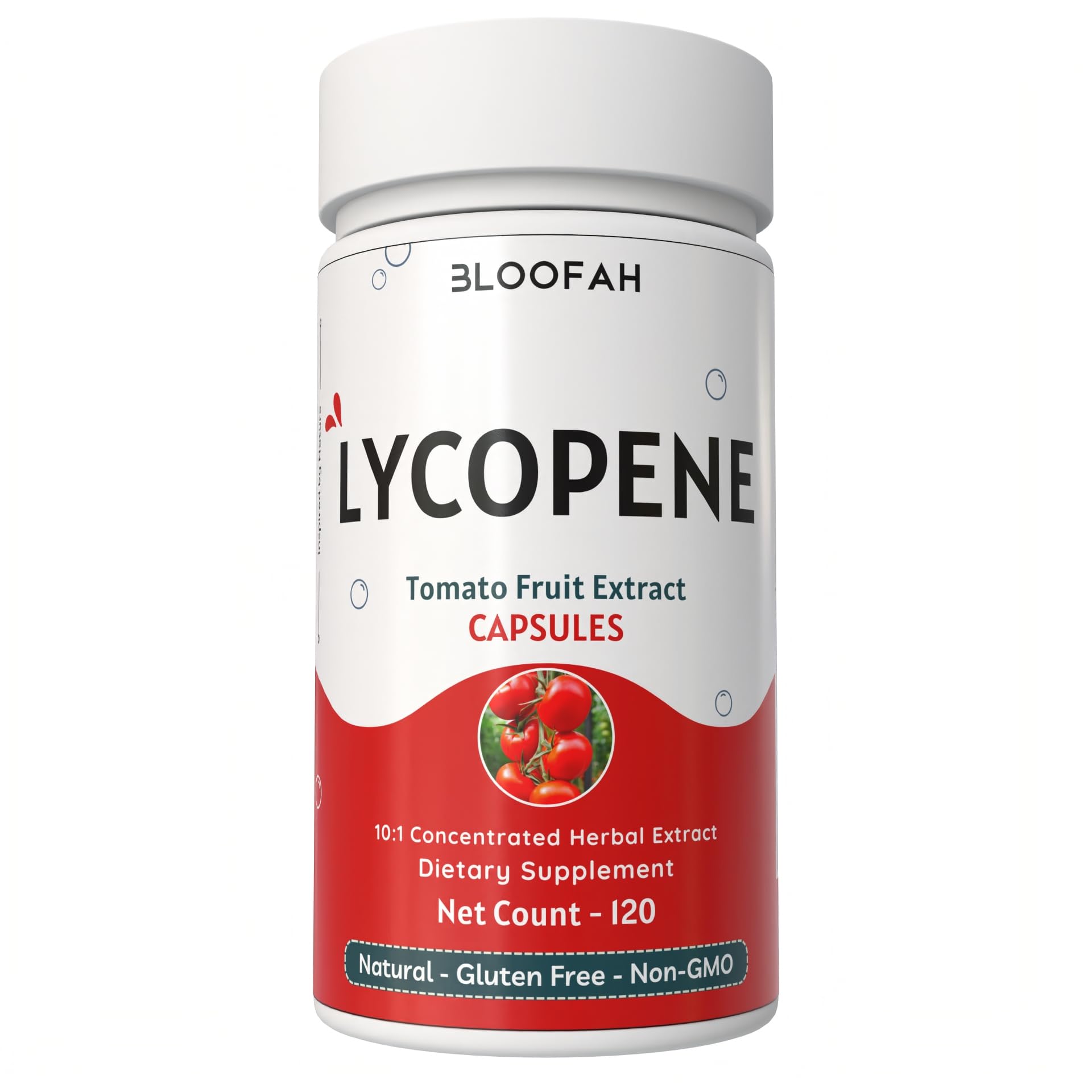 Bloofah Lycopene Supplement 500mg Tomato Extract 10:1 Capsules, 120 Capsules
