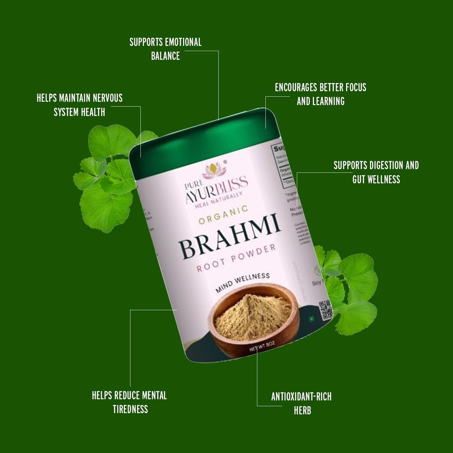 PureAyurbliss Brahmi Powder 8 oz