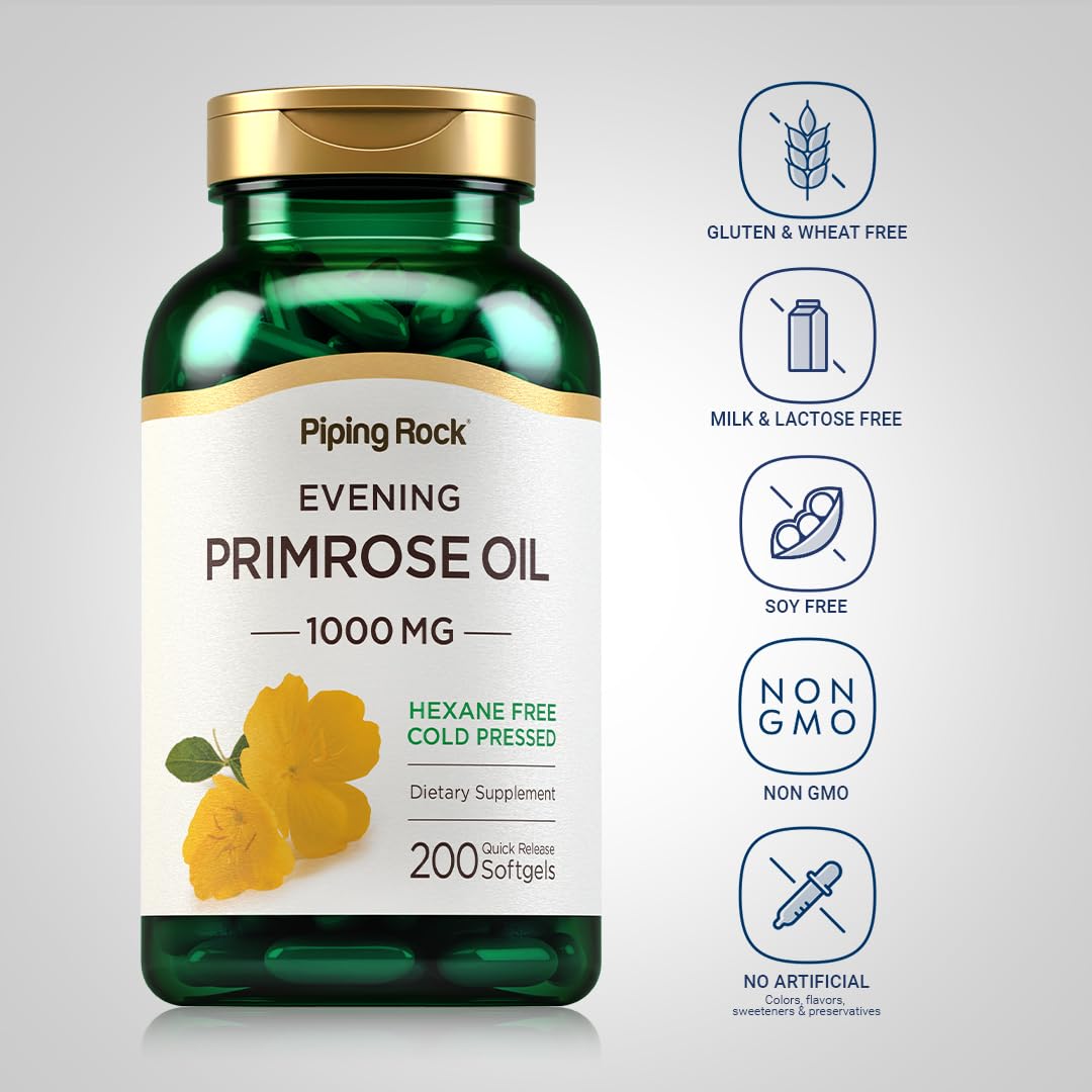 Piping Rock Evening Primrose Oil Softgels 1000mg, 200 Count