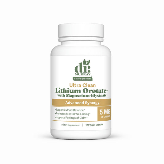 Dr. Murray Natural Products Ultra Clean Lithium Orotate with Magnesium Glycinate - 5mg Lithium Capsules, 120 Count