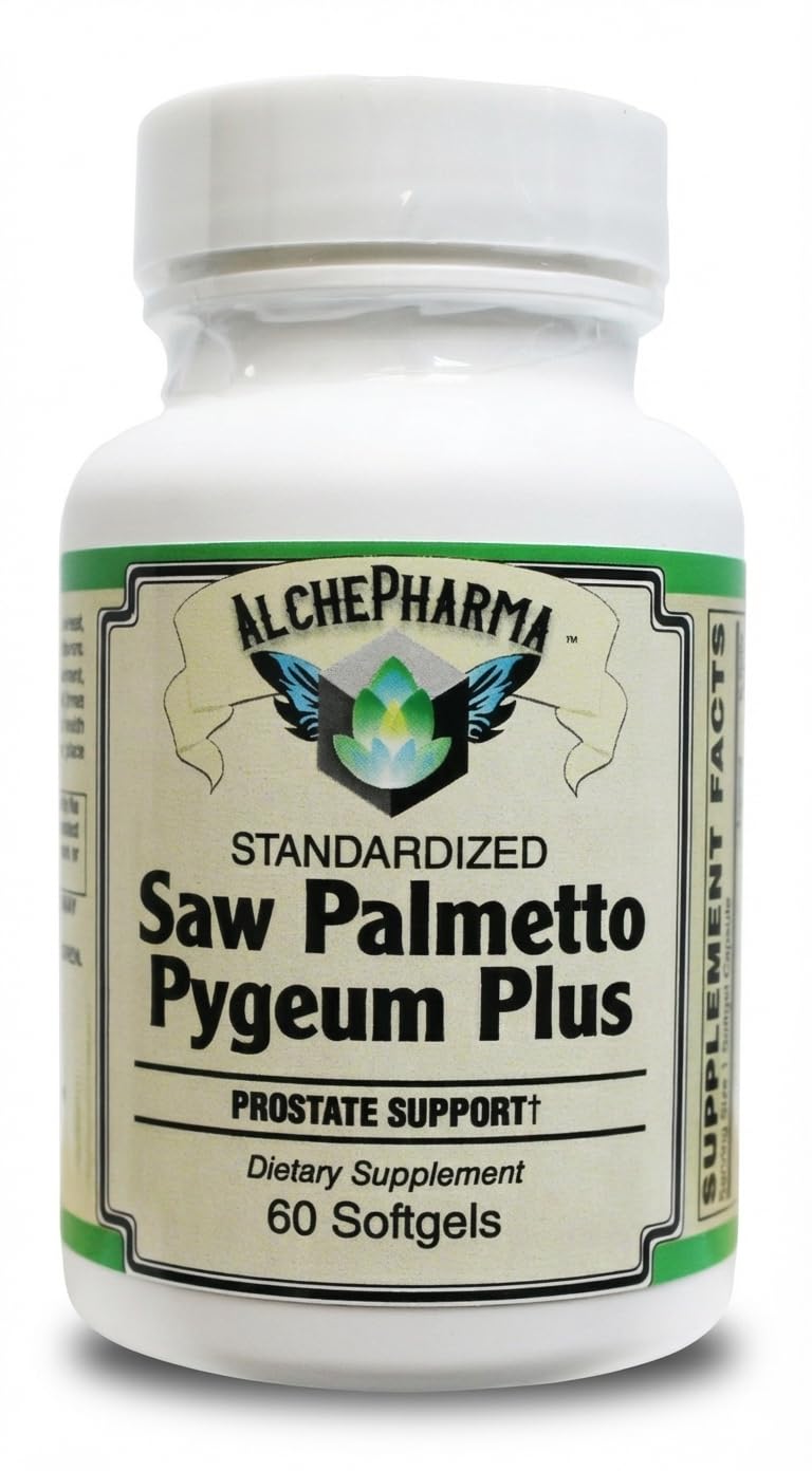 AlchePharma Saw Palmetto & Pygeum Plus-Prostate Support European Standardized Professional Formula Softgel 60 Count