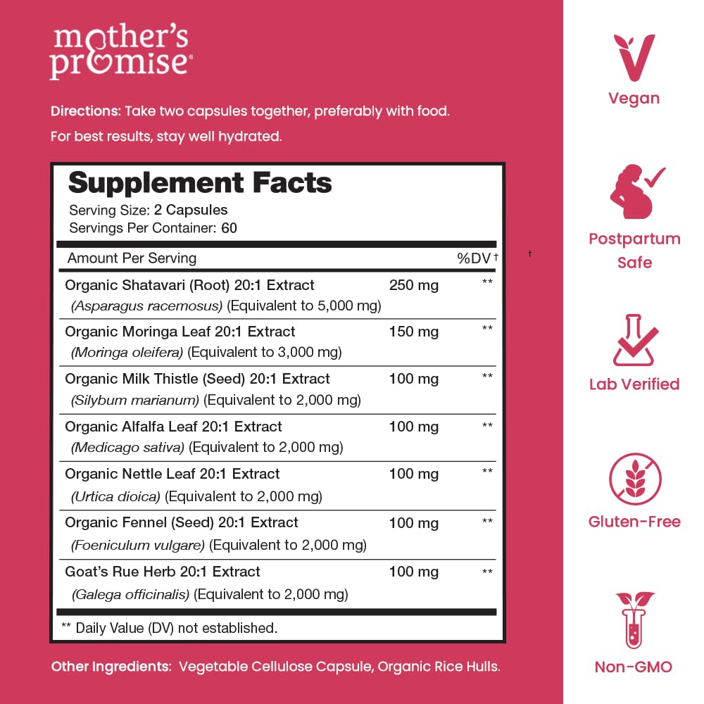 Mother's Promise Lactation Support Supplement Capsule, 120 Capsules
