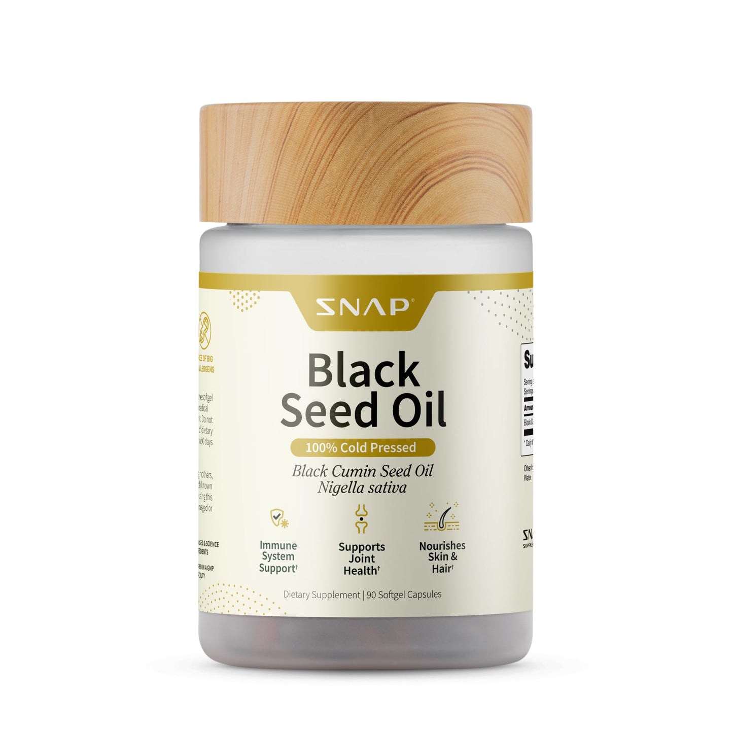 Snap Supplements Black Seed Oil for Immune Health Capsules, 90