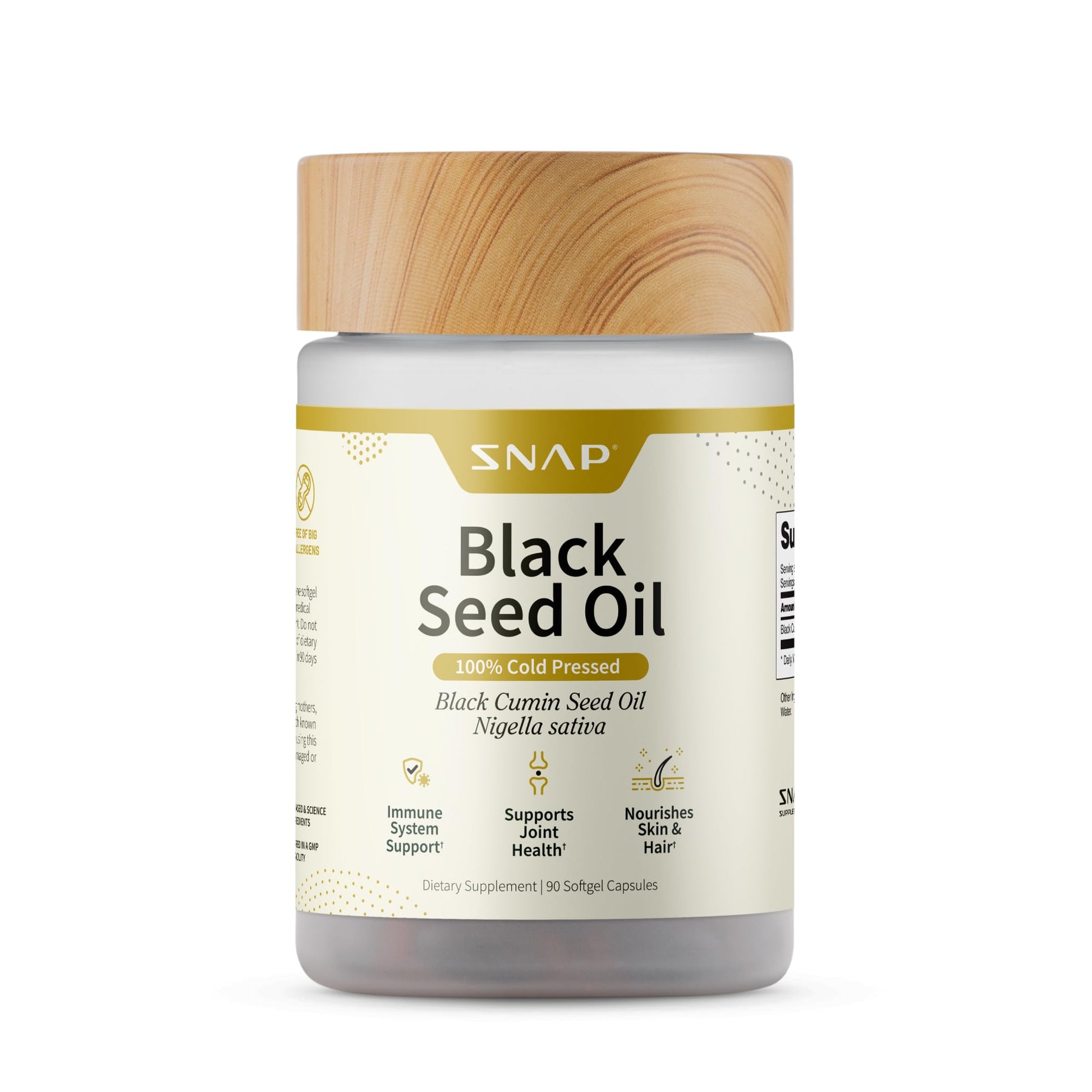 Snap Supplements Black Seed Oil for Immune Health Capsules, 90