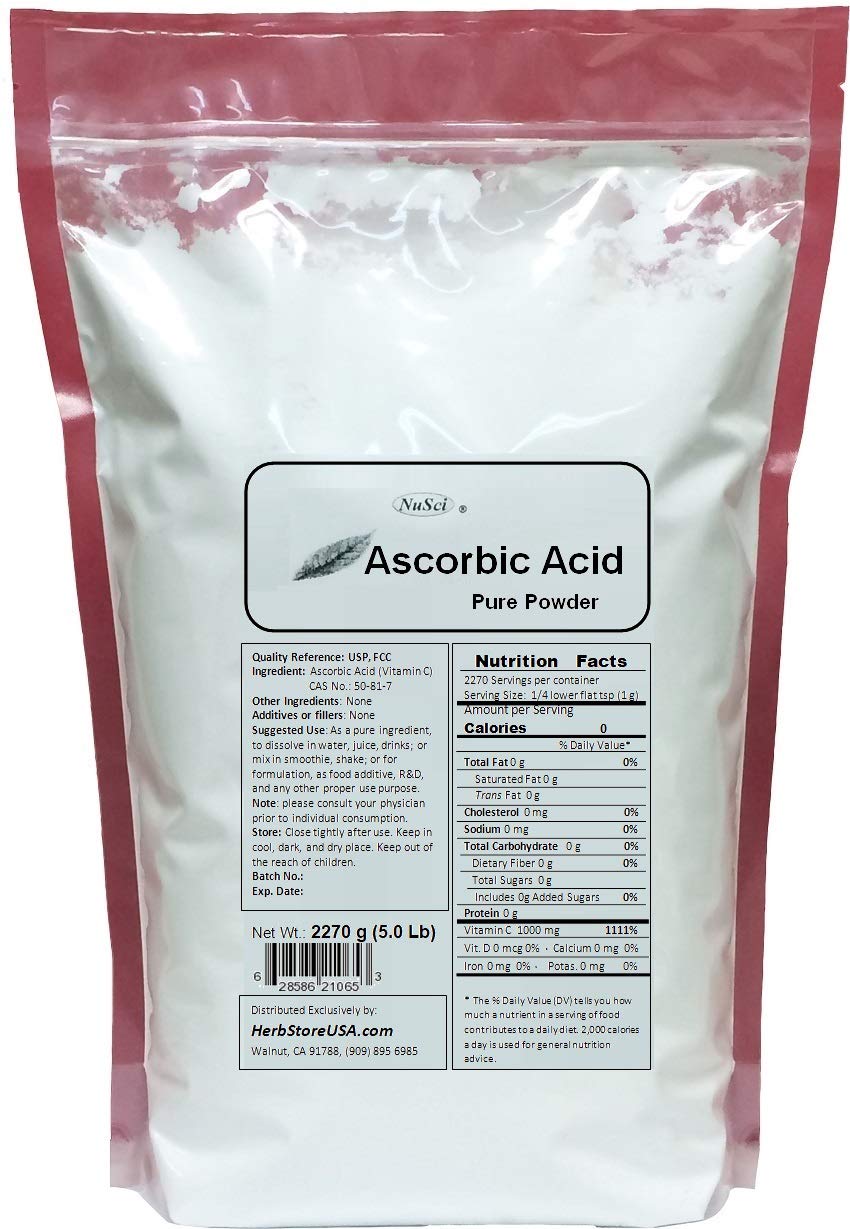 NuSci Ascorbic Acid Vitamin C Pure Powder 80.07 oz