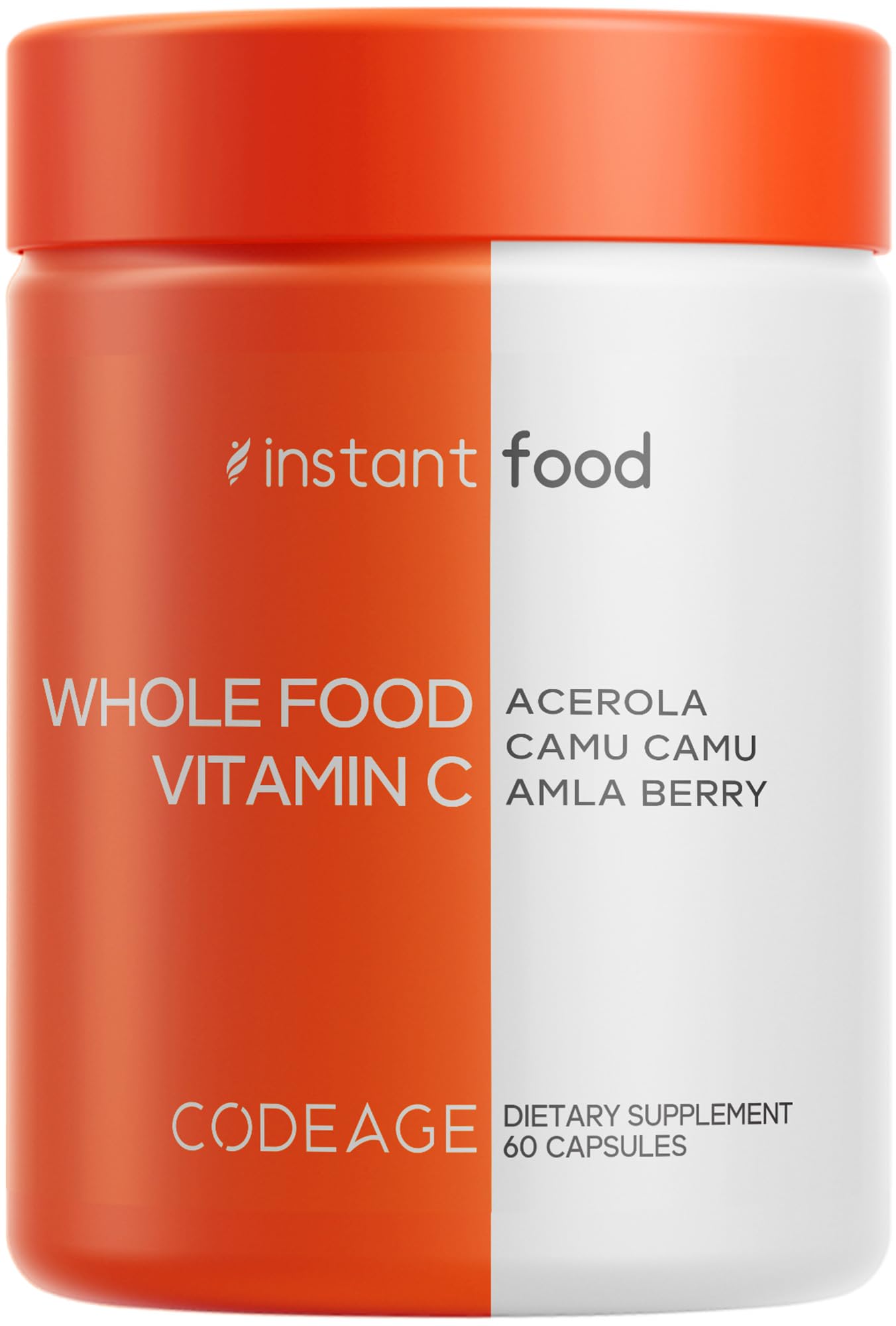 Codeage Whole Food Vitamin C, Acerola, Camu Camu, Amla, 500mg Capsule, 60 Count