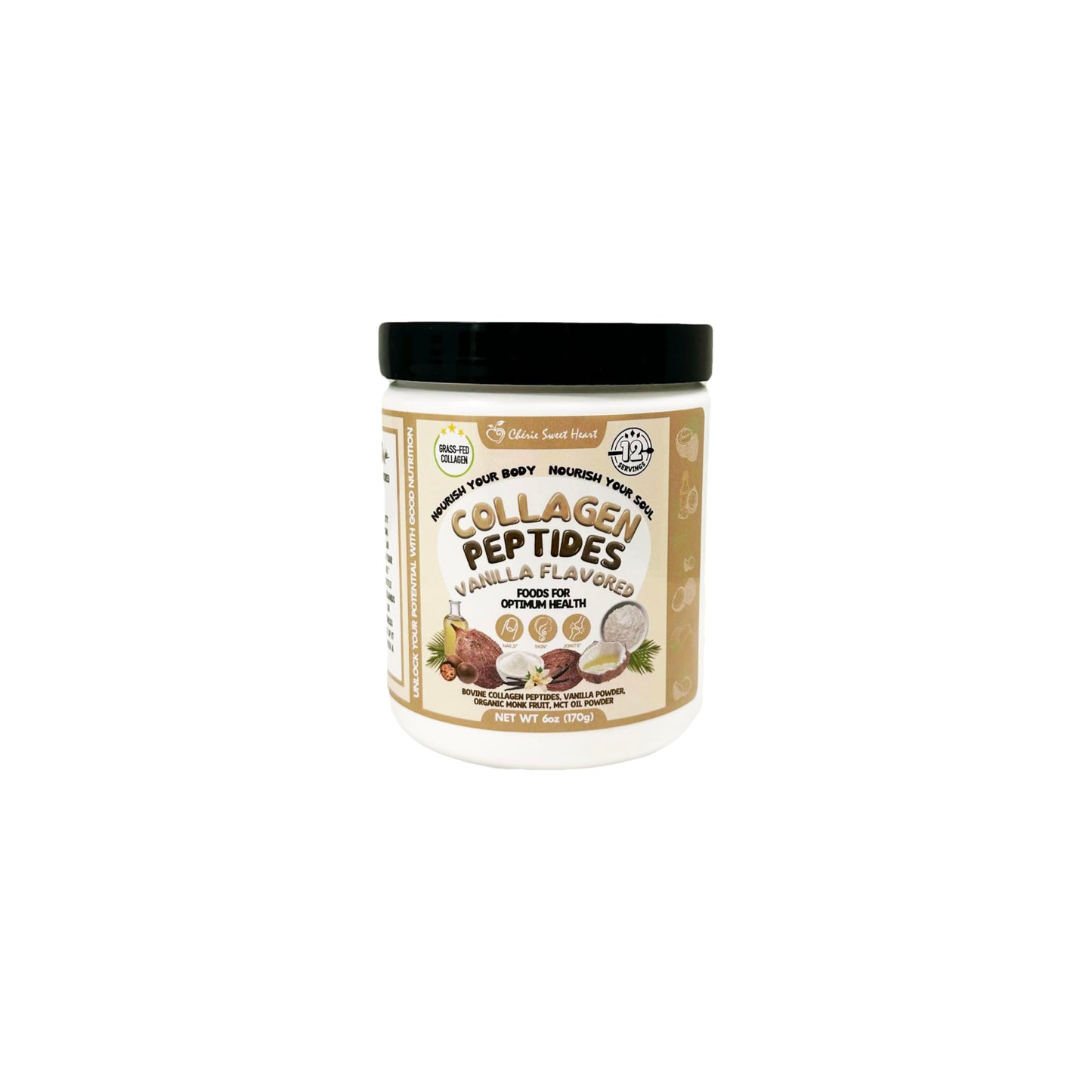 Chérie Sweet Heart Collagen Peptides Powder Vanilla 6 Ounce