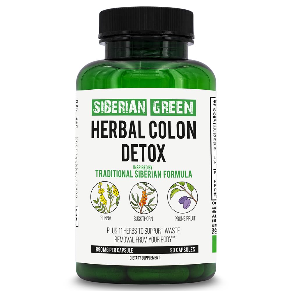 Siberian Green Herbal Colon Detox with Senna Buckthorn Prune Fruit 90 Capsules