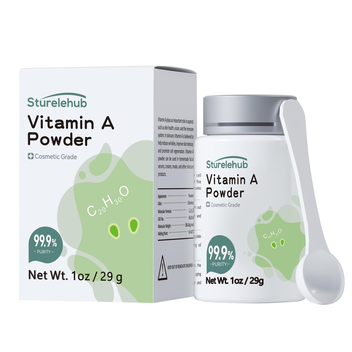 Sturelehub Vitamin A Palmitate Powder, Retinol Palmitate, 1 Ounce