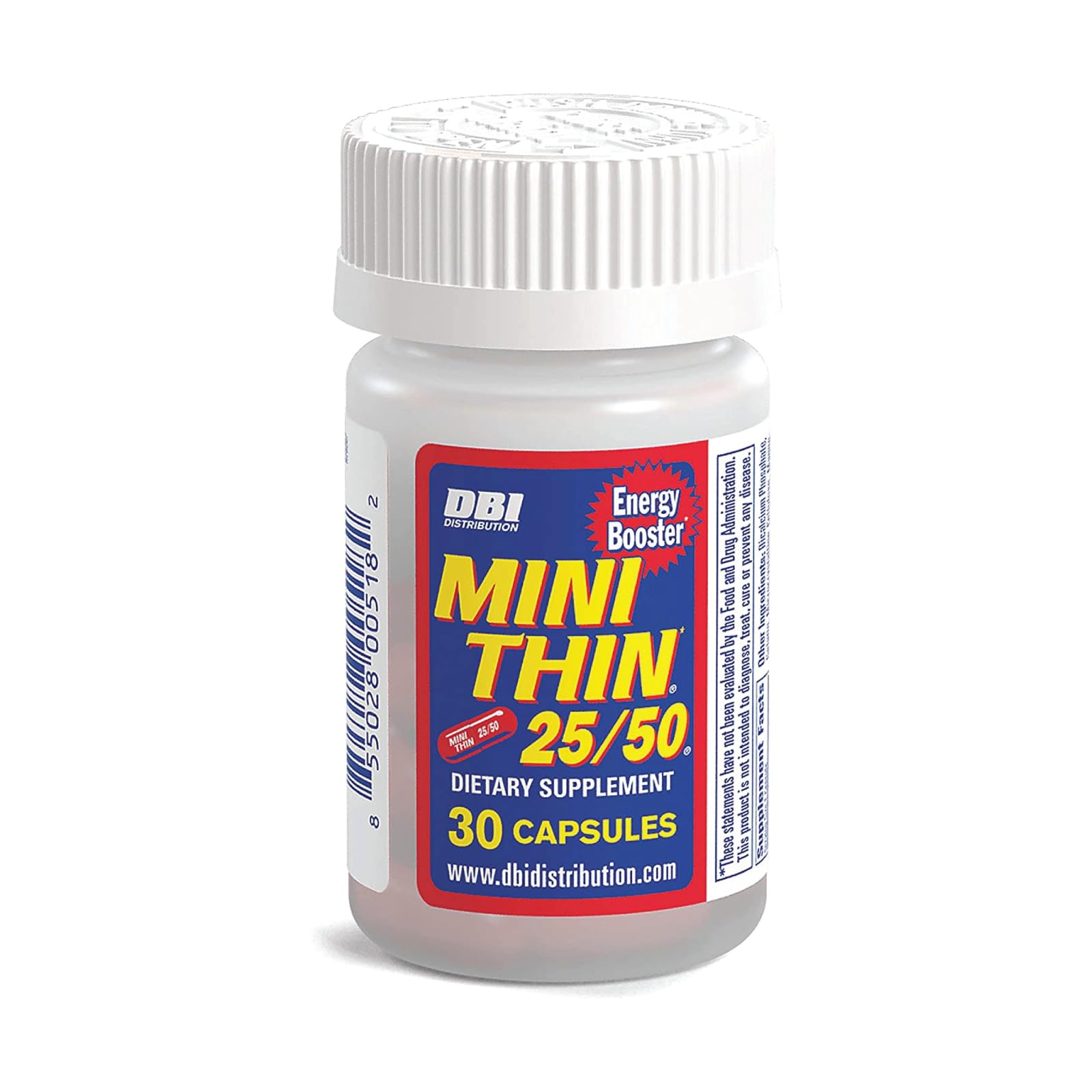 Mini Thin 25/50 Energy Capsules with Caffeine, 30 Capsules