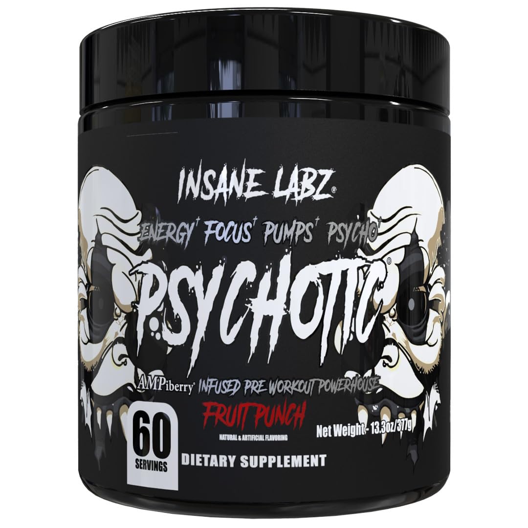 Insane Labz Psychotic Black Edition Mid Stimulant Pre Workout Powder 13.3 Ounce