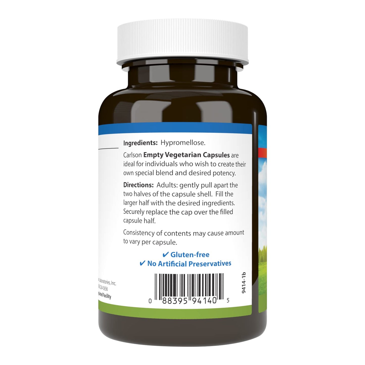 Carlson Empty Vegetarian #1 Medium-Small Capsules, 200 Capsules