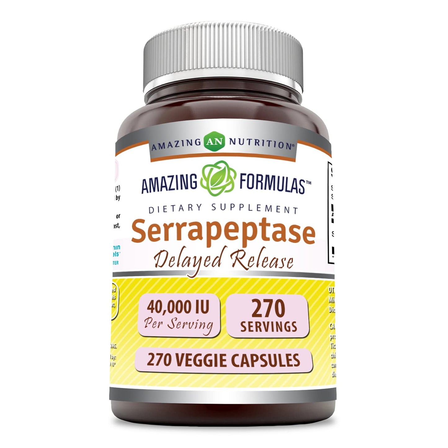 Amazing Nutrition Serrapeptase Supplement 40,000 IU Capsule, 270 Count