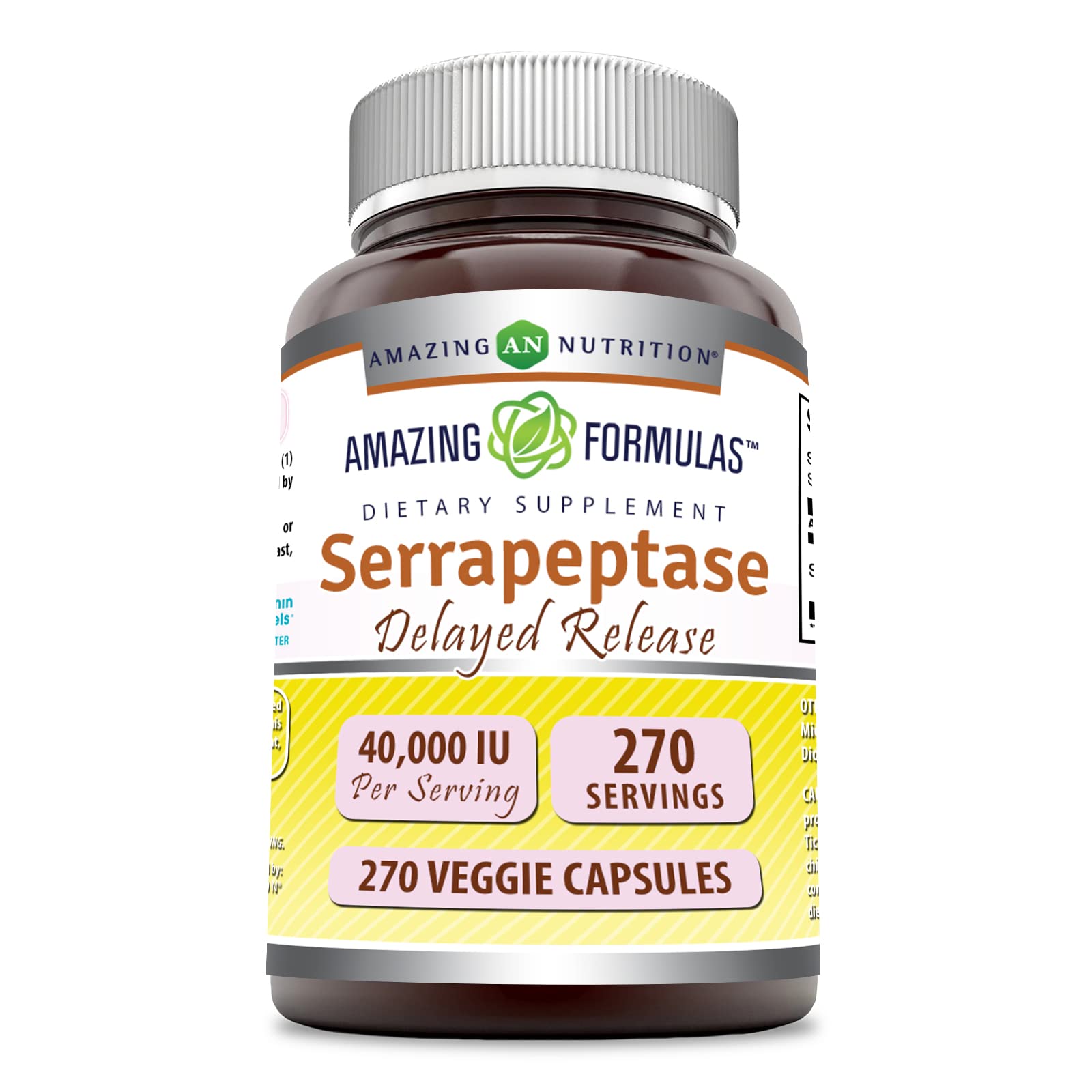 Amazing Nutrition Serrapeptase Supplement 40,000 IU Capsule, 270 Count