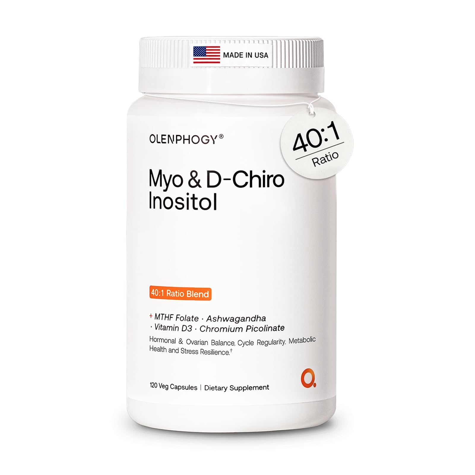Olenphogy Myo Inositol & D-Chiro Inositol, 6-in-1 Inositol Supplement for Women, 120 Capsules