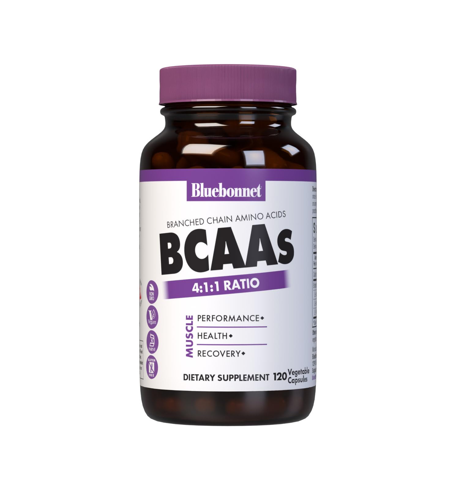BlueBonnet BCAAs 4:1:1 Ratio, 120 Vegetable Capsules