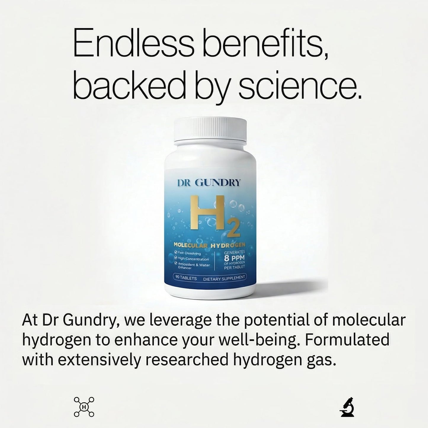 DR GUNDRY Hydrogen Water Tablets with Elemental Magnesium - GMO-Free, Gluten-Free & Soy-Free, 1 Tablet