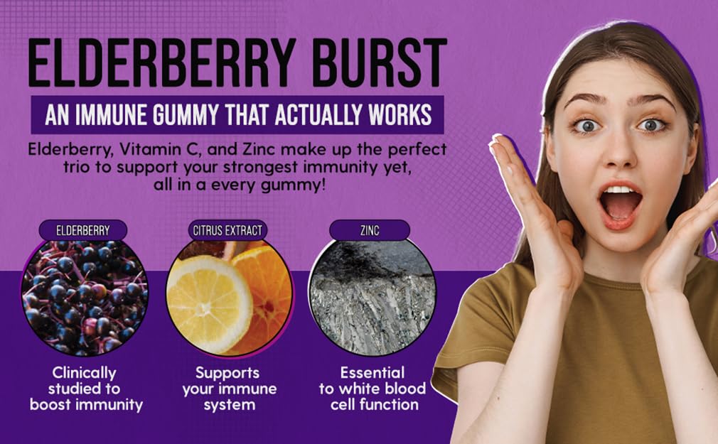 LIVELY VITAMIN CO Elderberry Burst Gummies for Kids & Adults 120 Count