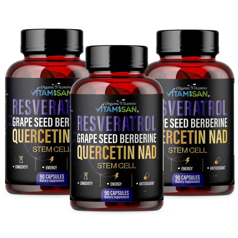 VITAMISAN Resveratrol NAD+ Quercetin Berberine & CoQ10 Longevity & Antioxidant Support, 270 Capsules