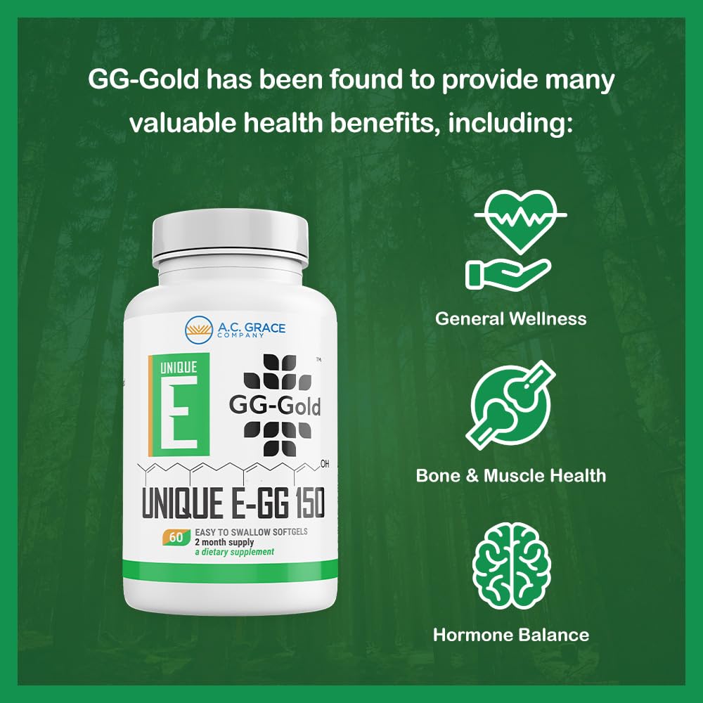 UNIQUE E GG-Gold 150mg Geranylgeraniol Supplement 60 Softgels