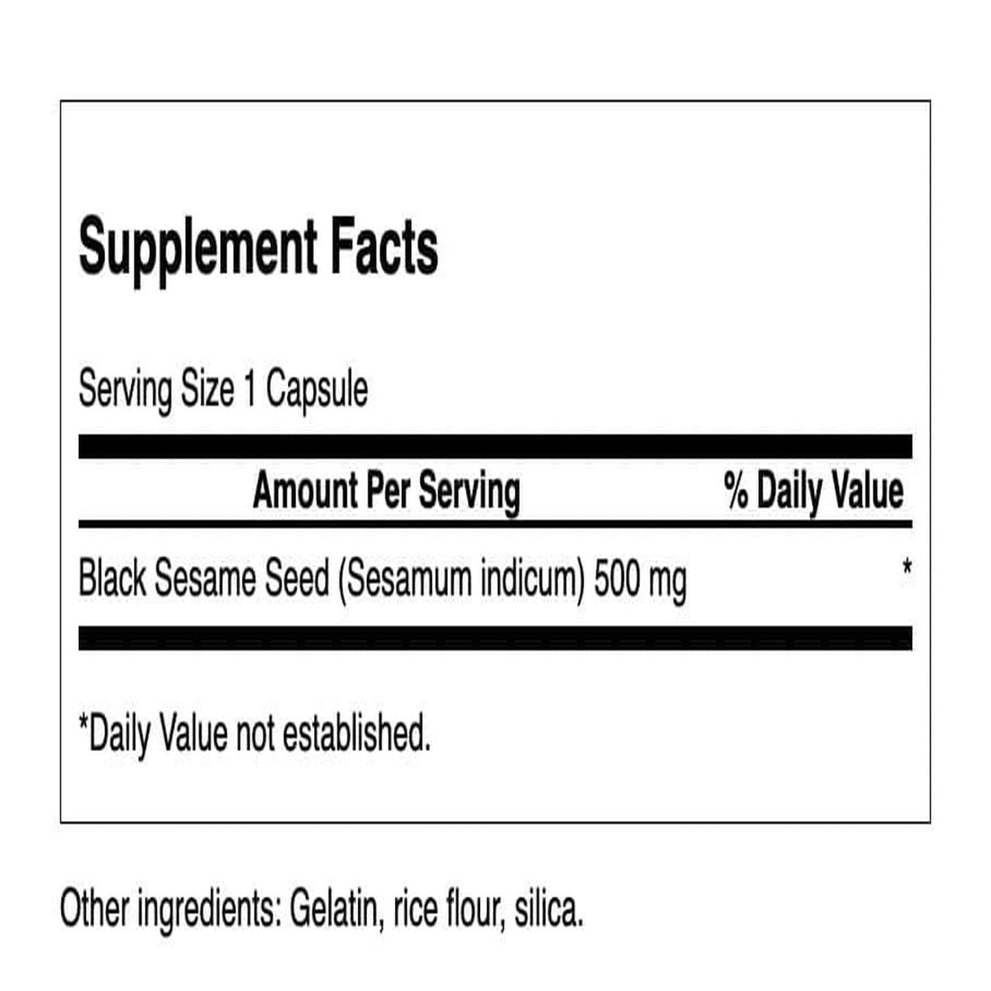 Swanson Full Spectrum Black Sesame Seed 500 mg Capsules, 60 Count