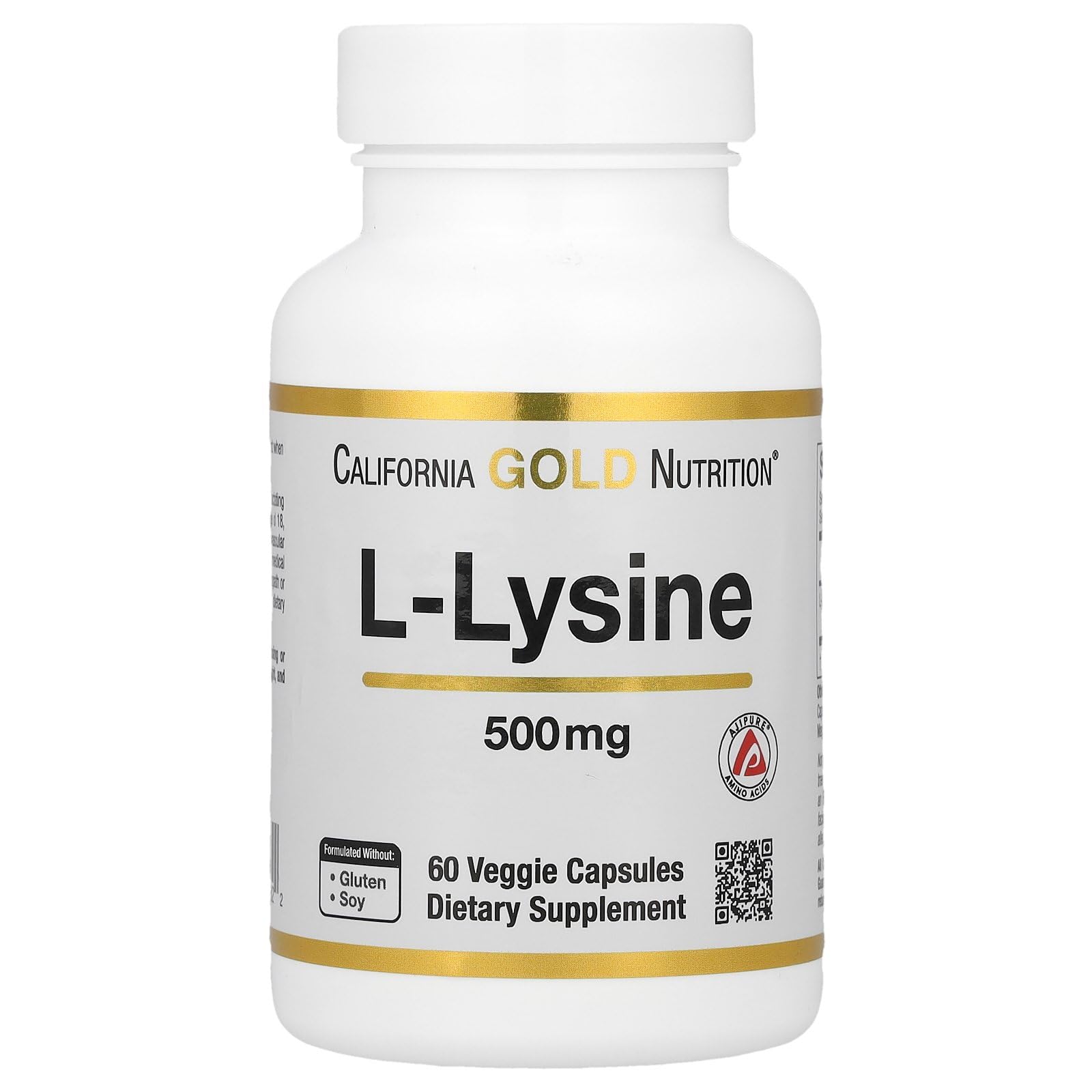 California Gold Nutrition L-Lysine 500 mg Veggie Capsules, 60 Count