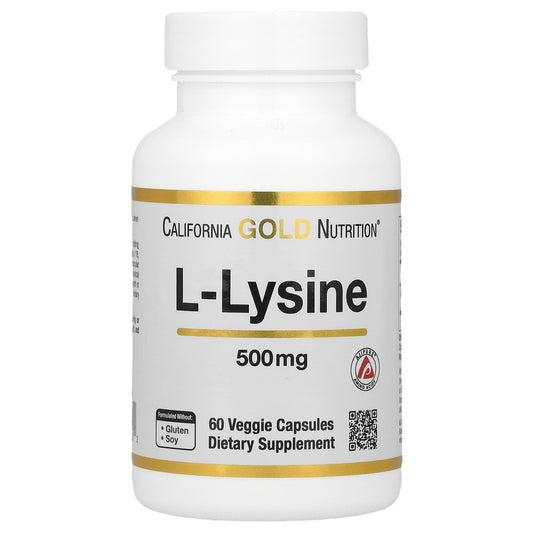 California Gold Nutrition L-Lysine 500 mg Veggie Capsules, 60 Count