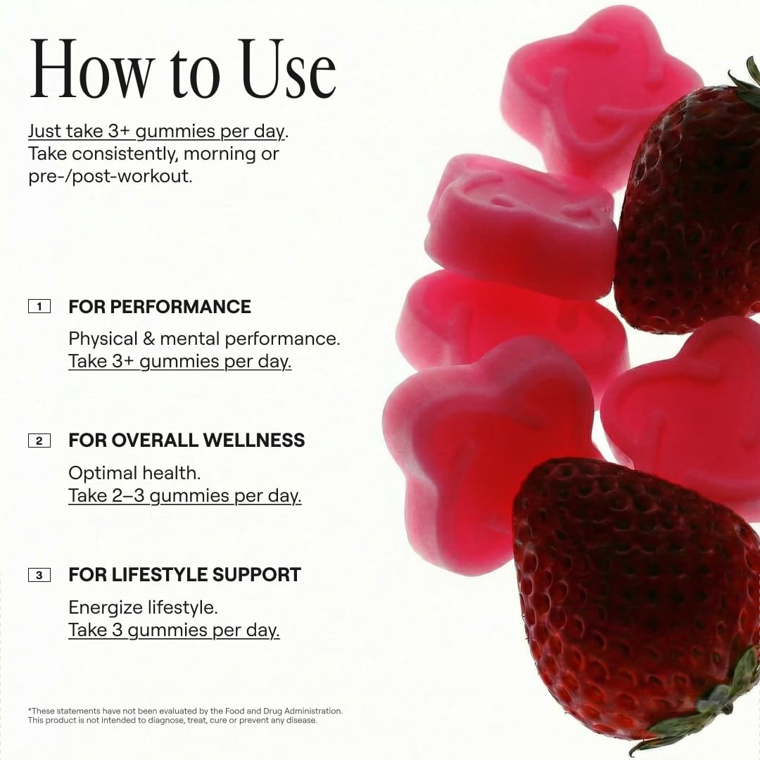 ARQ8 LONGEVITY Creatine Monohydrate Gummies 5000 mg per Serving, Strawberry Flavored, Sugar Free, Vegan, 120 Gummies