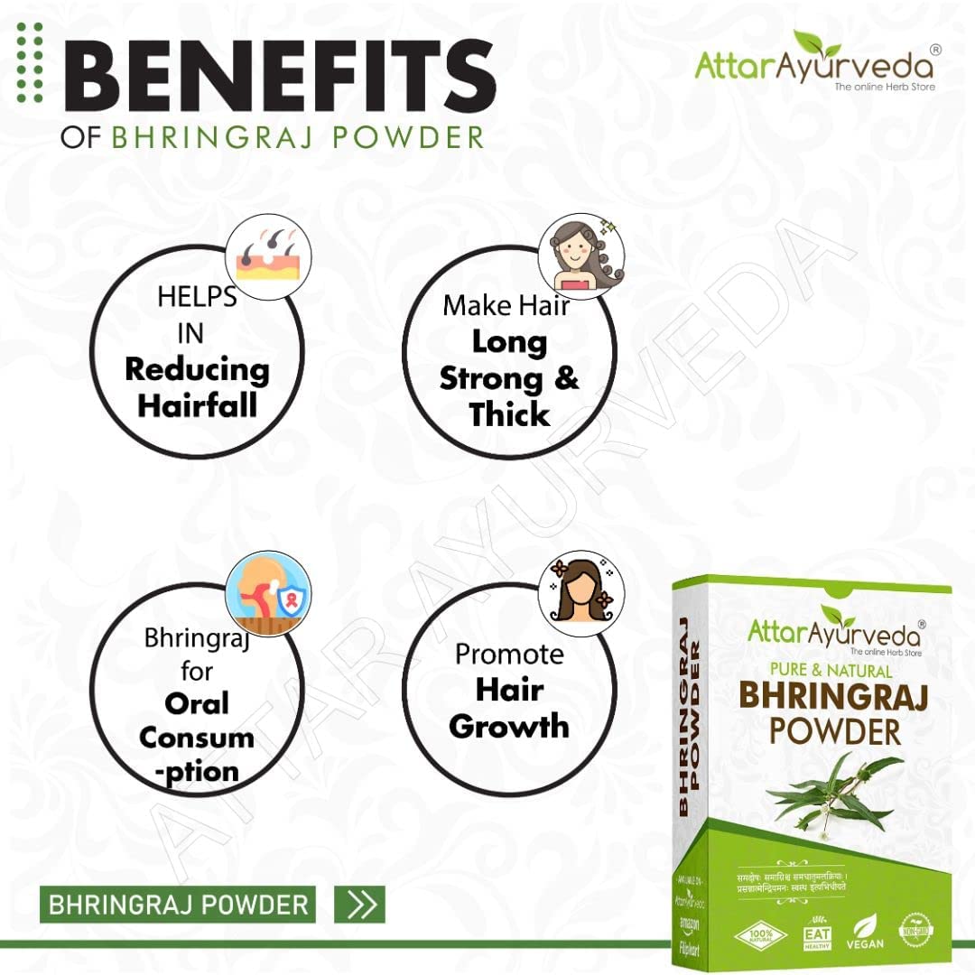Generic ATS Natural Bhringraj Powder for hair growth, 3.52 oz