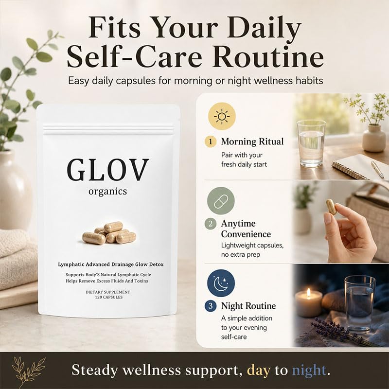 Glov Organics Lymphatic Advanced Drainage Glow Detox, Wellness Formula, 120 Capsules