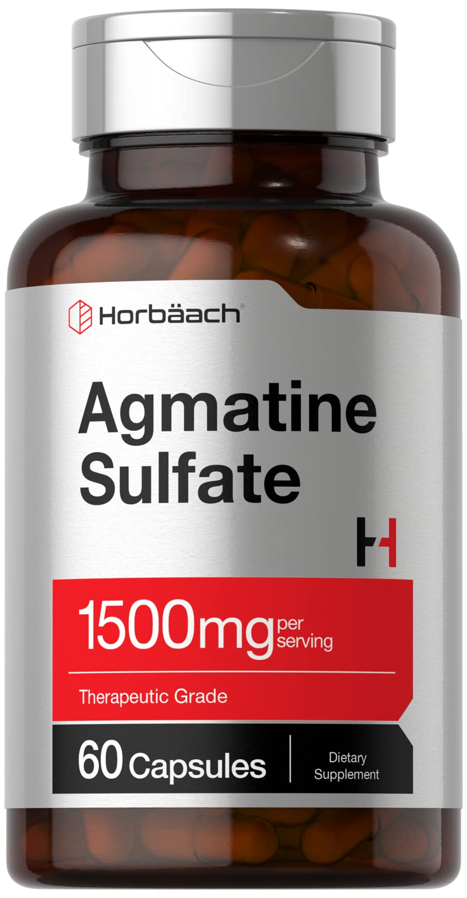 Horbäach Agmatine Sulfate Capsules 1500mg, 60 Count