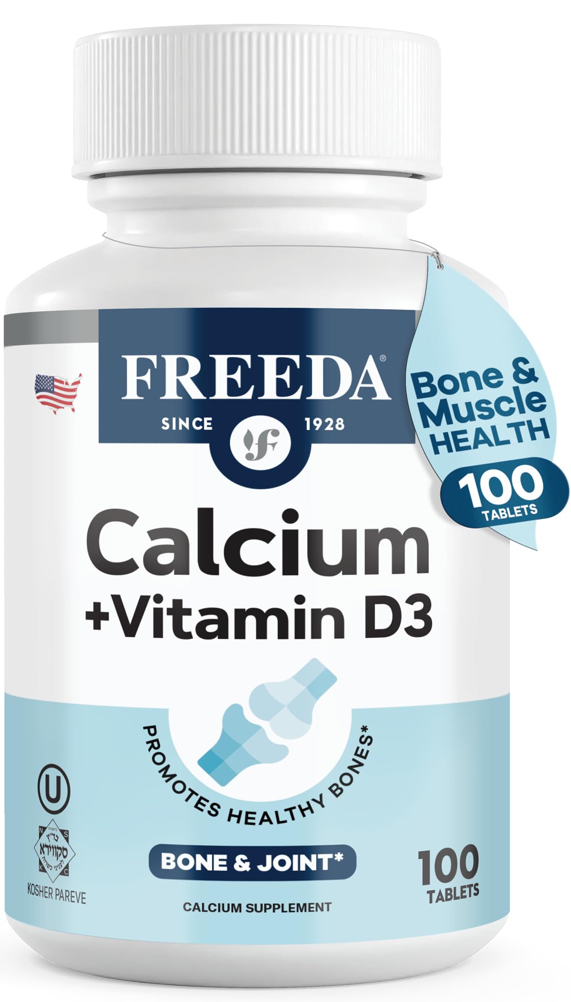 FREEDA Calcium 600mg with Vitamin D3 400 IU 100 Tablets