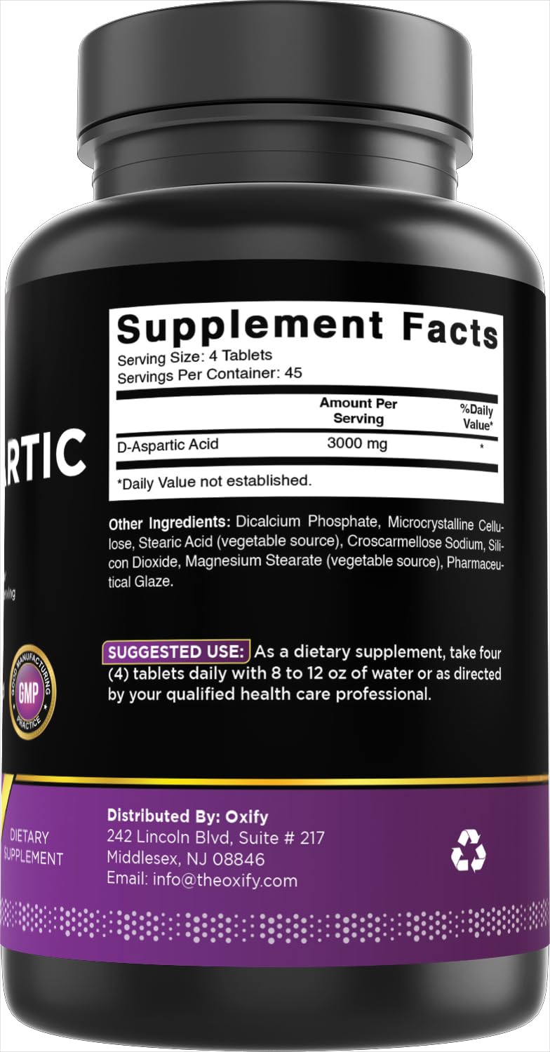 Oxify D-Aspartic Acid 3000 mg, 180 Tablets